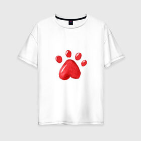 Женская футболка хлопок Oversize с принтом Кошачья лапка в Петрозаводске, 100% хлопок | свободный крой, круглый ворот, спущенный рукав, длина до линии бедер
 | котьи лапки | котэ