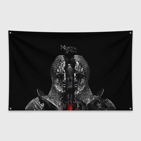 Флаг-баннер с принтом Mortal Shell в Петрозаводске, 100% полиэстер | размер 67 х 109 см, плотность ткани — 95 г/м2; по краям флага есть четыре люверса для крепления | mortal shell | игра | игровой | компьютерный | мортал шелл | подарок | черный