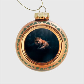 Стеклянный ёлочный шар с принтом Мудрый лис в Петрозаводске, Стекло | Диаметр: 80 мм | fox | foxy | животное | звери | лиса | лисенок | лисичка | милая | рыжая | фокс