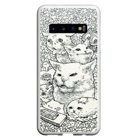 Чехол для Samsung Galaxy S10 с принтом Коты мемы кошки в Петрозаводске, Силикон | Область печати: задняя сторона чехла, без боковых панелей | киса | киска | коты | кошечки | кошка | кошки | мем | мем кот и девушки | мем с котом | мем с кошкой | мемы