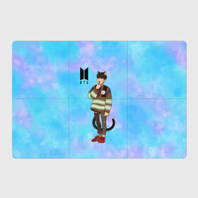 Магнитный плакат 3Х2 с принтом BTS Cat в Петрозаводске, Полимерный материал с магнитным слоем | 6 деталей размером 9*9 см | bts | k pop | kpop | rm | аниме | бтс | ви | джей хоуп | джонгук | кпоп | сюга | чимин | чин | япония