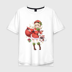 Мужская футболка хлопок Oversize с принтом Рождественская Кли в Петрозаводске, 100% хлопок | свободный крой, круглый ворот, “спинка” длиннее передней части | арт | игрушка эмбер | кли | рисунок | рождество | танцующая игрушка | эмбер