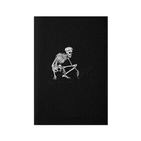Обложка для паспорта матовая кожа с принтом Slavs Skeleton в Петрозаводске, натуральная матовая кожа | размер 19,3 х 13,7 см; прозрачные пластиковые крепления | snap | snap collection | гопник | скелет | славян