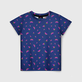 Детская футболка 3D с принтом WATERMELON fresh в Петрозаводске, 100% гипоаллергенный полиэфир | прямой крой, круглый вырез горловины, длина до линии бедер, чуть спущенное плечо, ткань немного тянется | Тематика изображения на принте: berries | fresh | fruits | арбуз | летний | свежий | яркий