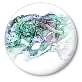 Значок с принтом Фантазия в Петрозаводске,  металл | круглая форма, металлическая застежка в виде булавки | dream | плавец | рыба | фантазия
