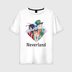 Женская футболка хлопок Oversize с принтом Neverland в Петрозаводске, 100% хлопок | свободный крой, круглый ворот, спущенный рукав, длина до линии бедер
 | 