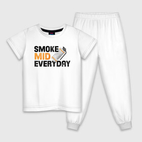 Детская пижама хлопок с принтом Smoke Mid Everyday в Петрозаводске, 100% хлопок |  брюки и футболка прямого кроя, без карманов, на брюках мягкая резинка на поясе и по низу штанин
 | Тематика изображения на принте: asiimov | asimov | beast | counter | counter strike | cs | easy | ez | gg | ggwp | global | go | gradient | howl | hyper | mem | meme | memes | offensive | smoke | strike | азимов | вой | градиент | зверь | контра | лого | логотип