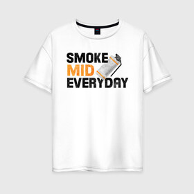 Женская футболка хлопок Oversize с принтом Smoke Mid Everyday в Петрозаводске, 100% хлопок | свободный крой, круглый ворот, спущенный рукав, длина до линии бедер
 | asiimov | asimov | beast | counter | counter strike | cs | easy | ez | gg | ggwp | global | go | gradient | howl | hyper | mem | meme | memes | offensive | smoke | strike | азимов | вой | градиент | зверь | контра | лого | логотип