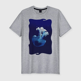 Мужская футболка хлопок Slim с принтом Медуза в Петрозаводске, 92% хлопок, 8% лайкра | приталенный силуэт, круглый вырез ворота, длина до линии бедра, короткий рукав | medusa | tegunvteg | краски | медуза | море | океан