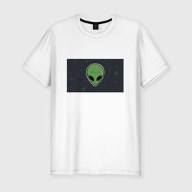 Мужская футболка хлопок Slim с принтом Alien в Петрозаводске, 92% хлопок, 8% лайкра | приталенный силуэт, круглый вырез ворота, длина до линии бедра, короткий рукав | звезды | комета | космос | метеориты | пришелец