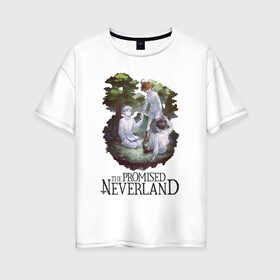Женская футболка хлопок Oversize с принтом На природе в Петрозаводске, 100% хлопок | свободный крой, круглый ворот, спущенный рукав, длина до линии бедер
 | anime | neverland | аниме | арт | графика