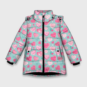 Зимняя куртка для девочек 3D с принтом Сердечки в разных стилях в Петрозаводске, ткань верха — 100% полиэстер; подклад — 100% полиэстер, утеплитель — 100% полиэстер. | длина ниже бедра, удлиненная спинка, воротник стойка и отстегивающийся капюшон. Есть боковые карманы с листочкой на кнопках, утяжки по низу изделия и внутренний карман на молнии. 

Предусмотрены светоотражающий принт на спинке, радужный светоотражающий элемент на пуллере молнии и на резинке для утяжки. | 14 февраля | heart | hearts | love | pattern | pink | valentine | valentines | арт | валентинка | валентинов день | день влюбленных | кисти | лав | лав ю | любовь | паттерн | рисунок | розовое | святой валентин | сердечки | сердце