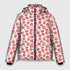 Мужская зимняя куртка 3D с принтом Love and Kiss в Петрозаводске, верх — 100% полиэстер; подкладка — 100% полиэстер; утеплитель — 100% полиэстер | длина ниже бедра, свободный силуэт Оверсайз. Есть воротник-стойка, отстегивающийся капюшон и ветрозащитная планка. 

Боковые карманы с листочкой на кнопках и внутренний карман на молнии. | 14 february | 14 февраля | happy | love day | valentines day | влюбленные | день валентина | день влюбленных | день святого валентина | любовь | пары