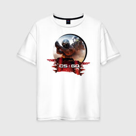 Женская футболка хлопок Oversize с принтом Counter Strike в Петрозаводске, 100% хлопок | свободный крой, круглый ворот, спущенный рукав, длина до линии бедер
 | counter strike | cs go | видеоигры | контр страйк | легенда | цель