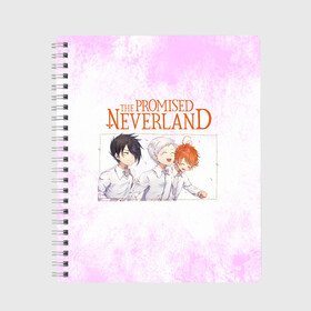 Тетрадь с принтом Обещанная Страна Грёз (Z) в Петрозаводске, 100% бумага | 48 листов, плотность листов — 60 г/м2, плотность картонной обложки — 250 г/м2. Листы скреплены сбоку удобной пружинной спиралью. Уголки страниц и обложки скругленные. Цвет линий — светло-серый
 | promised neverland | the promised neverland | yakusoku no neverland | неверленд | обещанная страна | обещанная страна грёз | обещанный неверленд | якусоку но нэба