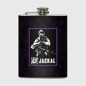 Фляга с принтом Jackal в Петрозаводске, металлический корпус | емкость 0,22 л, размер 125 х 94 мм. Виниловая наклейка запечатывается полностью | jackal | r6s | rainbow six siege | оперативник | персонаж