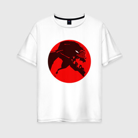 Женская футболка хлопок Oversize с принтом Евангилион в Петрозаводске, 100% хлопок | свободный крой, круглый ворот, спущенный рукав, длина до линии бедер
 | anime | eva | evangelion | nerv | аниме | анимэ | ева | евангилион | нерв | роботы | рэй | синдзи | япония