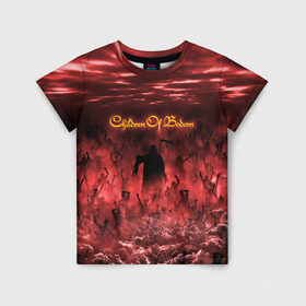 Детская футболка 3D с принтом Children of Bodom в Петрозаводске, 100% гипоаллергенный полиэфир | прямой крой, круглый вырез горловины, длина до линии бедер, чуть спущенное плечо, ткань немного тянется | Тематика изображения на принте: cobhc | death | metal | дым | концерт | метал | рок | толпа