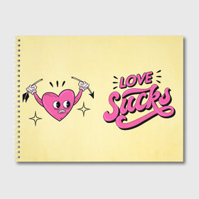 Альбом для рисования с принтом Love Sucks в Петрозаводске, 100% бумага
 | матовая бумага, плотность 200 мг. | 14 февраля | antivalentin | love | valentin | антивалентин | антивалентинка | день святого  валентина | купидон | любовь | подарок