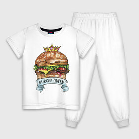 Детская пижама хлопок с принтом Burger queen в Петрозаводске, 100% хлопок |  брюки и футболка прямого кроя, без карманов, на брюках мягкая резинка на поясе и по низу штанин
 | Тематика изображения на принте: burger | burger queen | бургер | бургер с короной | еда