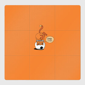 Магнитный плакат 3Х3 с принтом Хьюстон, у нас проблемы! в Петрозаводске, Полимерный материал с магнитным слоем | 9 деталей размером 9*9 см | банка | забавная ситуация | кот | надпись | рыжий | рыжий кот