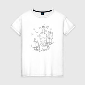 Женская футболка хлопок с принтом Романтическое свидание в Петрозаводске, 100% хлопок | прямой крой, круглый вырез горловины, длина до линии бедер, слегка спущенное плечо | 