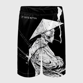 Детские спортивные шорты 3D с принтом Самурай скелет с трубкой в Петрозаводске,  100% полиэстер
 | пояс оформлен широкой мягкой резинкой, ткань тянется
 | ninja | samurai | shogun | бусидо путь воина | ниндзя | путь самурая | самурай | сёгун | скелет | харакири | японский самурай