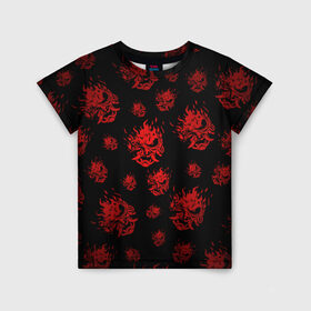 Детская футболка 3D с принтом RED SAMURAI PATTERN в Петрозаводске, 100% гипоаллергенный полиэфир | прямой крой, круглый вырез горловины, длина до линии бедер, чуть спущенное плечо, ткань немного тянется | 2019 | cd project red | cyberpunk 2077 | cyberpunk fashion | hacker | keanu reeves | maelstrom | militech | night city | quadra | samurai | samurai cyberpunk 2077 | sci fi | trauma team | v | ви | киану ривз | киберпанк 2077 | логотип | роботы | 