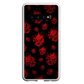 Чехол для Samsung Galaxy S10 с принтом RED SAMURAI PATTERN в Петрозаводске, Силикон | Область печати: задняя сторона чехла, без боковых панелей | Тематика изображения на принте: 2019 | cd project red | cyberpunk 2077 | cyberpunk fashion | hacker | keanu reeves | maelstrom | militech | night city | quadra | samurai | samurai cyberpunk 2077 | sci fi | trauma team | v | ви | киану ривз | киберпанк 2077 | логотип | роботы | 