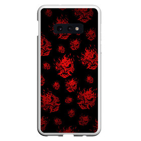 Чехол для Samsung S10E с принтом RED SAMURAI PATTERN в Петрозаводске, Силикон | Область печати: задняя сторона чехла, без боковых панелей | Тематика изображения на принте: 2019 | cd project red | cyberpunk 2077 | cyberpunk fashion | hacker | keanu reeves | maelstrom | militech | night city | quadra | samurai | samurai cyberpunk 2077 | sci fi | trauma team | v | ви | киану ривз | киберпанк 2077 | логотип | роботы | 