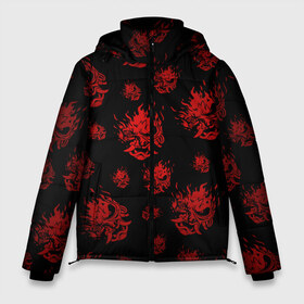 Мужская зимняя куртка 3D с принтом RED SAMURAI PATTERN в Петрозаводске, верх — 100% полиэстер; подкладка — 100% полиэстер; утеплитель — 100% полиэстер | длина ниже бедра, свободный силуэт Оверсайз. Есть воротник-стойка, отстегивающийся капюшон и ветрозащитная планка. 

Боковые карманы с листочкой на кнопках и внутренний карман на молнии. | Тематика изображения на принте: 2019 | cd project red | cyberpunk 2077 | cyberpunk fashion | hacker | keanu reeves | maelstrom | militech | night city | quadra | samurai | samurai cyberpunk 2077 | sci fi | trauma team | v | ви | киану ривз | киберпанк 2077 | логотип | роботы | 
