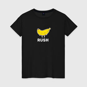 Женская футболка хлопок с принтом RUSH BANANA в Петрозаводске, 100% хлопок | прямой крой, круглый вырез горловины, длина до линии бедер, слегка спущенное плечо | 16 | banan | banana | counterstrike | csgo | global offensive | memes | online | rush | source | банана | ксго | раш