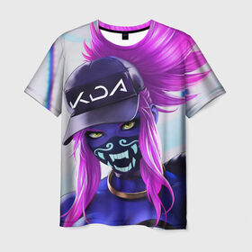 Мужская футболка 3D с принтом KDA Akali в Петрозаводске, 100% полиэфир | прямой крой, круглый вырез горловины, длина до линии бедер | k pop | kda | lol | акали | образ