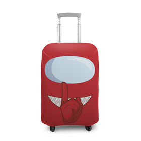 Чехол для чемодана 3D с принтом AMONG US RED IMPOSTOR в Петрозаводске, 86% полиэфир, 14% спандекс | двустороннее нанесение принта, прорези для ручек и колес | астронавт | красный | мем | самозванец | трендовый | эмонг ас | яркий