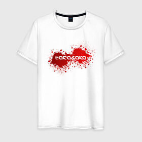 Мужская футболка хлопок с принтом Cyberpunk 2077, Arasaka corp. в Петрозаводске, 100% хлопок | прямой крой, круглый вырез горловины, длина до линии бедер, слегка спущенное плечо. | arasaka corporation | blood | cyberpunk 2077 | logo