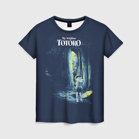 Женская футболка 3D с принтом Мой сосед Тоторо в Петрозаводске, 100% полиэфир ( синтетическое хлопкоподобное полотно) | прямой крой, круглый вырез горловины, длина до линии бедер | anime | my neighbor totoro | tonari no totoro | аниме | анимэ | мой сосед тоторо | мульт | мультик | хаяо миядзаки
