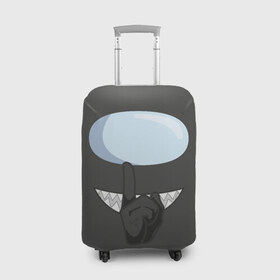 Чехол для чемодана 3D с принтом AMONG US BLACK IMPOSTOR в Петрозаводске, 86% полиэфир, 14% спандекс | двустороннее нанесение принта, прорези для ручек и колес | purple | астронавт | мем | розовый | самозванец | трендовый | эмонг ас | яркий