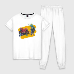 Женская пижама хлопок с принтом Toadman в Петрозаводске, 100% хлопок | брюки и футболка прямого кроя, без карманов, на брюках мягкая резинка на поясе и по низу штанин | fantasy | frog | жаба | лягушка | фэнтези