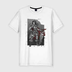 Мужская футболка хлопок Slim с принтом Hunter в Петрозаводске, 92% хлопок, 8% лайкра | приталенный силуэт, круглый вырез ворота, длина до линии бедра, короткий рукав | inktober | skull | superwoman | sword