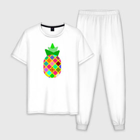 Мужская пижама хлопок с принтом Pineapple в Петрозаводске, 100% хлопок | брюки и футболка прямого кроя, без карманов, на брюках мягкая резинка на поясе и по низу штанин
 | pineapple | tropical fruit | ананас | тропический фрукт