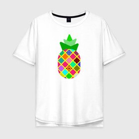 Мужская футболка хлопок Oversize с принтом Pineapple в Петрозаводске, 100% хлопок | свободный крой, круглый ворот, “спинка” длиннее передней части | pineapple | tropical fruit | ананас | тропический фрукт