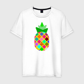 Мужская футболка хлопок с принтом Pineapple в Петрозаводске, 100% хлопок | прямой крой, круглый вырез горловины, длина до линии бедер, слегка спущенное плечо. | pineapple | tropical fruit | ананас | тропический фрукт