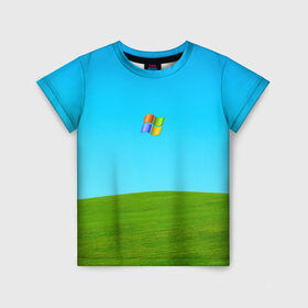 Детская футболка 3D с принтом Windows XP в Петрозаводске, 100% гипоаллергенный полиэфир | прямой крой, круглый вырез горловины, длина до линии бедер, чуть спущенное плечо, ткань немного тянется | win | windows | xp | вин | икспи | хп