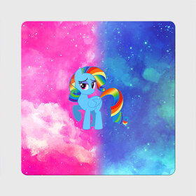 Магнит виниловый Квадрат с принтом Радуга Дэш в Петрозаводске, полимерный материал с магнитным слоем | размер 9*9 см, закругленные углы | Тематика изображения на принте: baby | girl | horse | kawaii | luna | my little pony | princess | rainbow | rainbow dash | девочкам | девочки | детям | единорог | животные | кавайный | конь | лошадь | луна | малыш | облака | пегас | пинки пай | пони | радуга дэш