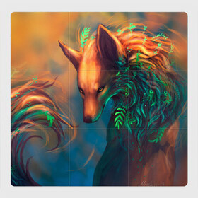 Магнитный плакат 3Х3 с принтом Волшебная лиса в Петрозаводске, Полимерный материал с магнитным слоем | 9 деталей размером 9*9 см | fox | foxy | животное | звери | лиса | лисенок | лисичка | милая | рыжая | фокс