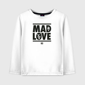 Детский лонгслив хлопок с принтом Mad love в Петрозаводске, 100% хлопок | круглый вырез горловины, полуприлегающий силуэт, длина до линии бедер | Тематика изображения на принте: 14 февраля | harley quinn | joker | vdkimel | день святого валентина | джокер | харли квинн