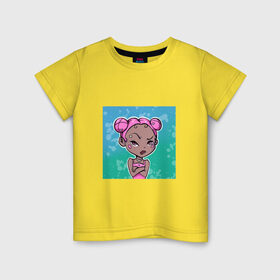 Детская футболка хлопок с принтом Эй в Петрозаводске, 100% хлопок | круглый вырез горловины, полуприлегающий силуэт, длина до линии бедер | girl | девочка | девушка | розовые волосы | цундере | чиби | эй