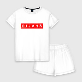 Женская пижама с шортиками хлопок с принтом Милана Milana в Петрозаводске, 100% хлопок | футболка прямого кроя, шорты свободные с широкой мягкой резинкой | milana | name | names | имена | имя | милана
