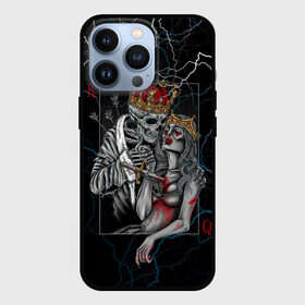 Чехол для iPhone 13 Pro с принтом The Skull King and Queen в Петрозаводске,  |  | art | gold skull | queen | skull king | the skull king and queen | арт | буби | дама | золотой череп | игральные карты | игроку | карты | кинжал | король | король и дама | король и королева | крести | любовь | он и она | пики | покер
