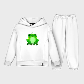 Детский костюм хлопок Oversize с принтом Жаба с листиком в Петрозаводске,  |  | жаба | зеленая | лягуха | лягушка | милая | с листочком